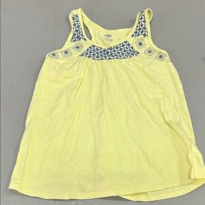 (🎣5 For $20)Old Navy Lemon Tank with Navy Crochet Accents